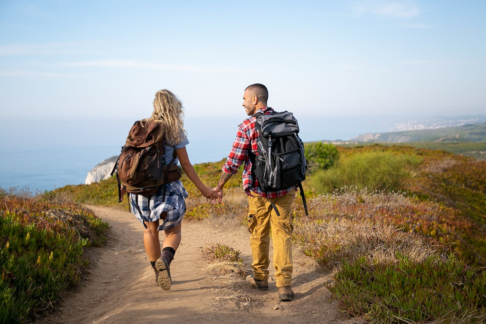 outdoor lovers hiking in the nature of Chesapeake Bay.