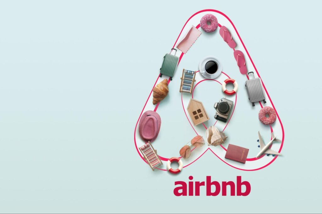 Airbnb sign on blue background